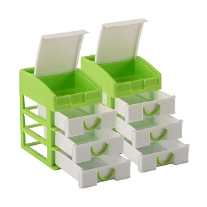 heart home pack of 2 stationary oragnizers for desk amp pen holder for study table  4-tier pencil box for girl students  light green