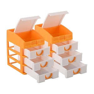heart home pack of 2 stationary oragnizers for desk amp pen holder for study table  4-tier pencil box with drawers for girl students  yellow
