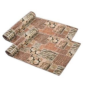 heart home pack of 2 waterproof amp durable 5 meters kitchen mats for shelf liner roll  wipeable fridge sheets for shelves cabinet drawer  dark brown wooden check