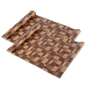 heart home pack of 2 waterproof amp durable 5 meters kitchen mats for shelf liner roll  wipeable fridge sheets for shelves cabinet drawer  dark brown wooden check