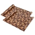 Heart Home Pack of 2 Waterproof &amp; Durable 5 Meters Kitchen Mats for Shelf Liner Roll | Wipeable Fridge Sheets for Shelves Cabinet Drawer | Dark Brown Wooden Check