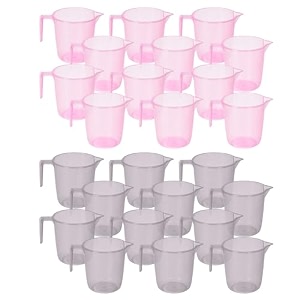 heart home pack of 18 bathroom mug  multipurpose bath rinse mug for bathroom  reusable bath mug  wash mug for toilet  mug for washroom  1100 ml  transparent  pink amp gray