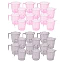Heart Home Pack of 18 Bathroom Mug | Multipurpose Bath Rinse Mug for Bathroom | Reusable Bath Mug | Wash Mug for Toilet | Mug for Washroom | 1100 ML | Transparent | Pink &amp; Gray