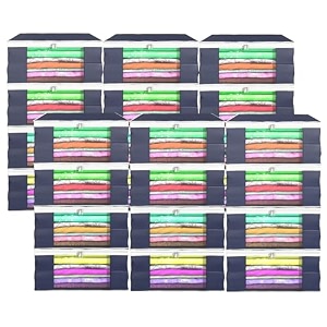 heart home pack of 12 saree covers  foldable storage bag for almirah amp wardrobe  non-woven saree bags 9 inch clothes bag for women white piping sari cover bags  grey