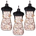Heart Home Apron | Kitchen Apron for Cooking | Apron for Restaurant | Quilted Fabric Chef Apron | Center Pocket Apron with Ties | Cooking Dress for Men-Women | Pink Flower | Cream