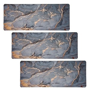 heart home pack of 3 bed side runner  floor carpet  46x19 inch  floor mat for living room  carpet for home  runner for bedroom  carpet rug for entrance  golden marble  grey