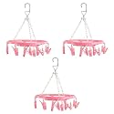 Heart Home (Pack of 4) Cloth Drying Hanger | 32 Clips Baby Drying Pegs | 360 Degree Rotatable Hanger | Clip Stand for Cloth | Rectangular Cloth Drying Stand | Green