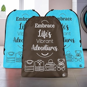 heart home pack of 3 cloth storage bag  non-woven storage organizer  travel pouches  cloth carrying bag  garments cover  storage organizer bag for clothing  large  sky blue amp brown