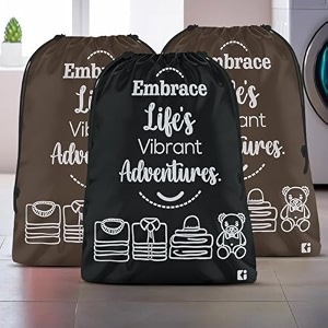 heart home pack of 3 cloth storage bag  non-woven storage organizer  travel pouches  cloth carrying bag  garments cover  storage organizer bag for clothing  large  brown amp black