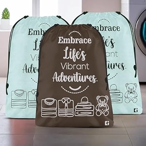 heart home pack of 3 cloth storage bag  non-woven storage organizer  travel pouches  cloth carrying bag  garments cover  storage organizer bag for clothing  large  grey amp brown