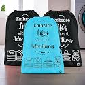 Heart Home Pack of 3 Cloth Storage Bag | Travel Pouches | Non-Woven Storage Organizer | Garments Cover | Storage Organizer Bag for Clothing | Cloth Carrying Bag | Large | Sky Blue &amp; Black