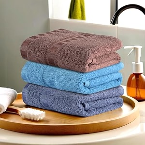 heart home pack of 2 cotton handface towels for men amp women  easily washable  workout gym napkins for men  pocket towel - dark blue amp golden