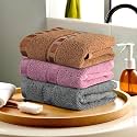 Heart Home Pack of 3 Cotton Hand/Face Towels for Men &amp; Women | Easily Washable | Workout Gym Napkins for Men | Pocket Towel - Grey-Pink &amp; Golden