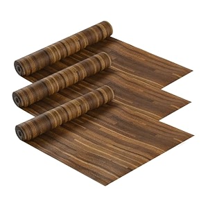 heart home pack of 2 waterproof amp durable 5 meters kitchen mats for shelf liner roll  wipeable fridge sheets for shelves cabinet drawer  dark brown wooden check