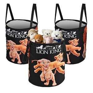 heart home foldable 45l toys organizer for kids room - soft toys storage bagbasketcontainer with handles  disney lion king - black
