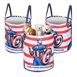 heart home foldable 45l toys organizer for kids room - soft toys storage bagbasketcontainer with handles  marvel captain america - blue
