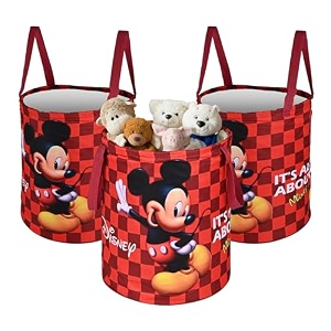heart home foldable 45l toys organizer for kids room - soft toys storage bagbasketcontainer with handles  disney lion king - black