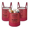 Heart Home Pack of 3 Foldable 45L Toys Organizer for Kids Room - Soft Toys Storage Bag/Basket/Container with Handles | Royal Print -Maroon