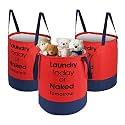 Heart Home Pack of 3 Foldable 45L Toys Organizer for Kids Room - Soft Toys Storage Bag/Basket/Container with Handles | Red &amp; Blue
