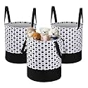 Heart Home Pack of 3 Foldable 45L Toys Organizer for Kids Room - Soft Toys Storage Bag/Basket/Container with Handles | Polka Dot -Black &amp; White