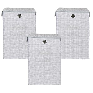 heart home waterproof round non wovan laundry baghampermetalic printed with handlesfoldable bin amp 45 liter capicitysize 37 x 37 x 49 pack of 1 grey amp black-heartxy11446