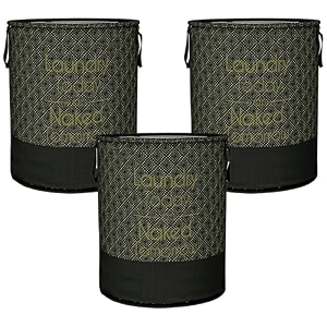 heart home foldable laundry basket for clothes  non-woven round laundry basket  washing clothes storage basket  toy storage organizer  45 ltr  golden dot  black