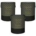 Heart Home Foldable Laundry Basket for Clothes | Non-Woven Round Laundry Basket | Washing Clothes Storage Basket | Toy Storage Organizer | 45 LTR | Golden Dot | Black