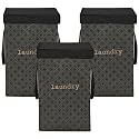 Heart Home Pack of 3 Foldable Laundry Basket for Clothes | Laundry bag With Lid &amp; Handle | Cloth Storage Box for Washing | Toy Storage Organizer | 75 LTR | Golden Dot Print | Black