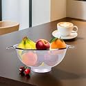 Heart Home Fruit Basket | Stainless Steel Vegetables Strainer | Multipurpose Fruit Basket | Colander Basket for Pasta-Noodles-Grains | Mesh Basket with Handle | 9 Inch | Silver