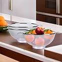 Heart Home Pack of 3 Fruit Basket | Stainless Steel Vegetables Strainer | Multipurpose Fruit Basket | Colander Basket for Pasta-Noodles-Grains | Mesh Basket with Handle | 8 Inch | Silver