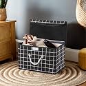 Heart Home Multipurpose Storage Box For Wardrobe With Lid &amp; Handle | Large Space-Saving Container Boxes For Storage Clothes - Ideal For Bathroom &amp; Kitchen | Check Print - Black