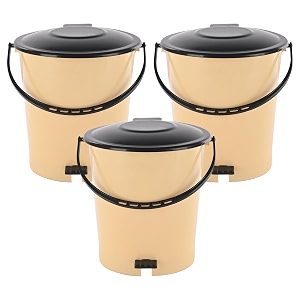 heart home pack of 3 plastic dustbin for home with pedal lid amp handle  7 ltr dustbin for kitchen bathroom amp office  garbage bin for wet or dry waste  ultra- cream amp black