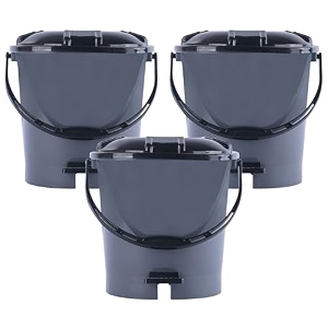 heart home pack of 3 plastic dustbin for home with pedal lid amp handle  7 ltr dustbin for kitchen bathroom amp office  garbage bin for wet or dry waste  check dhakkan- grey amp black