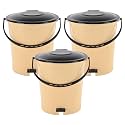 Heart Home Pack of 3 Plastic Dustbin for Home with Pedal, Lid &amp; Handle | 7 Ltr Dustbin for Kitchen, Bathroom &amp; Office | Garbage Bin for Wet or Dry Waste | Ultra- Cream &amp; Black