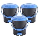 Heart Home Pack of 3 Plastic Dustbin for Home with Pedal, Lid &amp; Handle | 7 Ltr Dustbin for Kitchen, Bathroom &amp; Office | Garbage Bin for Wet or Dry Waste | Check Dhakkan- Grey &amp; Blue