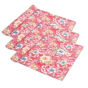 heart home 5 meters waterproof amp durable kitchen mats for shelf liner roll  wipeable fridge sheets for shelves cabinet drawer  flower print - red