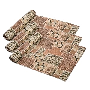 heart home pack of 2 waterproof amp durable 5 meters kitchen mats for shelf liner roll  wipeable fridge sheets for shelves cabinet drawer  brick print - brown with black borders