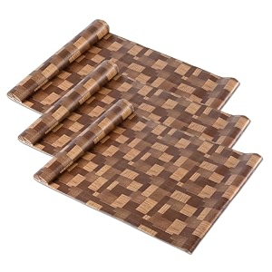 heart home pack of 2 waterproof amp durable 5 meters kitchen mats for shelf liner roll  wipeable fridge sheets for shelves cabinet drawer  dark brown wooden check