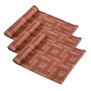 heart home pack of 2 waterproof amp durable 5 meters kitchen mats for shelf liner roll  wipeable fridge sheets for shelves cabinet drawer  brick print - brown with black borders