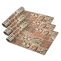 Heart Home Pack of 2 Waterproof & Durable 5 Meters Kitchen Mats for Shelf Liner Roll | Wipeable Fridge Sheets for Shelves Cabinet Drawer | Brick print - Brown with Black Borders