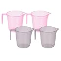 Heart Home Pack of 18 Bathroom Mug | Multipurpose Bath Rinse Mug for Bathroom | Reusable Bath Mug | Wash Mug for Toilet | Mug for Washroom | 1100 ML | Transparent | Pink &amp; Gray
