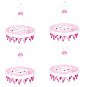 heart home cloth drying hanger  16 clips baby drying pegs  360 degree rotatable hanger  clip stand for cloth  round cloth drying stand  pink