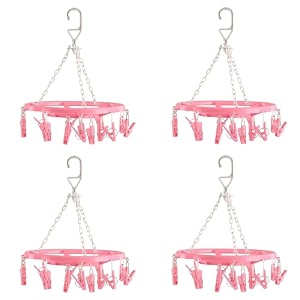 heart home cloth drying hanger  16 clips baby drying pegs  360 degree rotatable hanger  clip stand for cloth  round cloth drying stand  pink