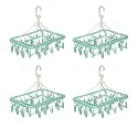 Heart Home (Pack of 4) Cloth Drying Hanger | 32 Clips Baby Drying Pegs | 360 Degree Rotatable Hanger | Clip Stand for Cloth | Rectangular Cloth Drying Stand | Green