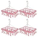Heart Home Cloth Drying Hanger Rack (32 Clips)|360 Degree Portable &amp; Rotatable Clips|Space Saving Travel &amp; Durable Plastic|Size 40 x 38 x 30 CM (Pink)-HHEART15539
