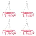 Heart Home Cloth Drying Hanger | 16 Clips Baby Drying Pegs | 360 Degree Rotatable Hanger | Clip Stand for Cloth | Round Cloth Drying Stand | Pink