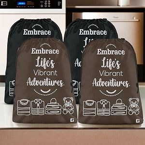 heart home pack of 4 cloth storage bag  non-woven storage organizer  travel pouches  cloth carrying bag  garments cover  storage organizer bag for clothing  large  brown amp black