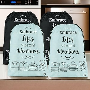 heart home pack of 4 cloth storage bag  non-woven storage organizer  travel pouches  cloth carrying bag  garments cover  storage organizer bag for clothing  large  grey amp black