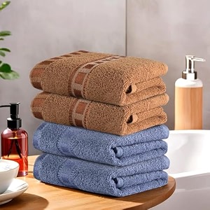 heart home pack of 4 cotton handface towels for men amp women  easily washable  workout gym napkins for men  pocket towel - dark blue amp golden