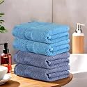 Heart Home Pack of 2 Cotton Hand/Face Towels for Men &amp; Women | Easily Washable | Workout Gym Napkins for Men | Pocket Towel - Dark Blue &amp; Brown